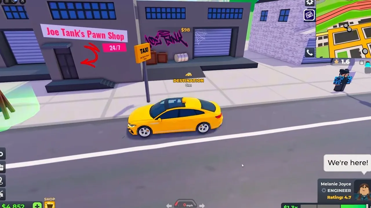Taxi Boss making money with an engineer passenger panel, 1.3x multiplier and taxi at the destination