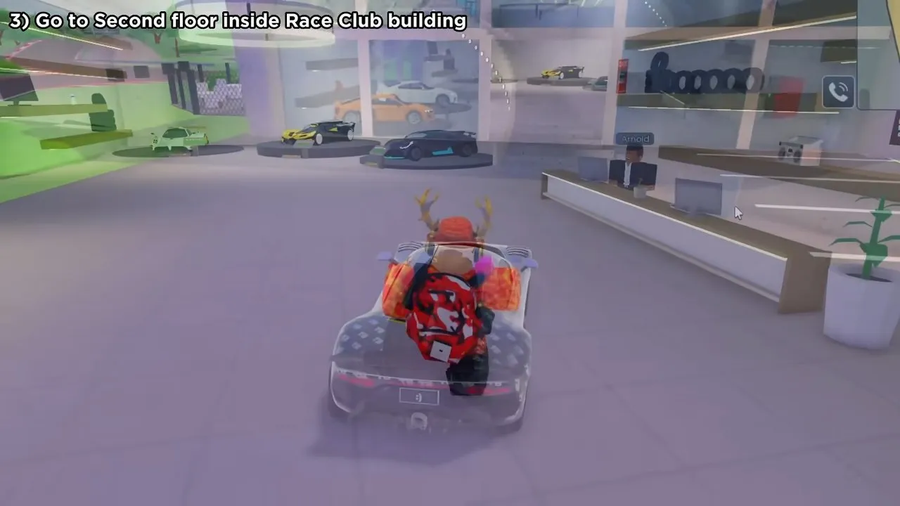 Taxi Boss Race Club reception desk and cars on display platforms